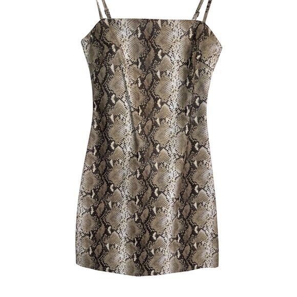Tiger Mist XS Snakeskin Print Mini Dress Faux Leather Spaghetti Straps - Picture 10 of 12